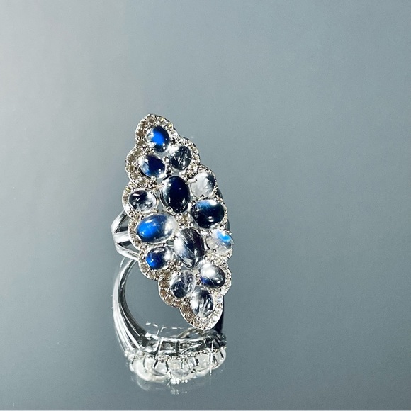 Colleen Lopez Jewelry - SOLD Colleen Lopez Sterling Silver
Moonstone & White Zircon Statement Ring